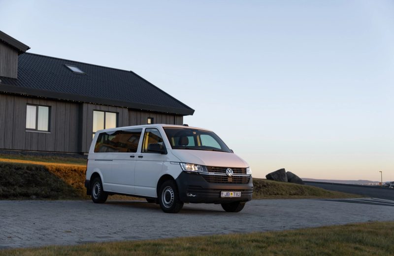 Volkswagen Caravelle 4x4 9-passenger van parked in Iceland