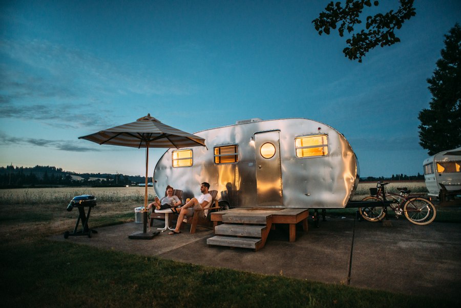 Campervan camping and self-catering setup beside an Icelandic mountain lake